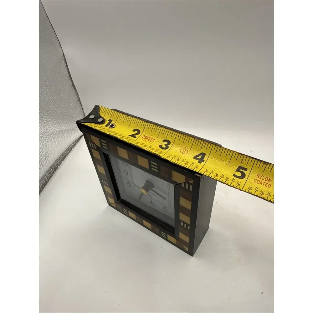 Vintage Lorus Quartz Wall Clock LHG001BCC Wood Look Square Decor Working *